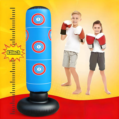 63" Punching Bag for Kids and Adults, Free Standing PVC Inflatable Kid Punching Bag for Aged 3-12, Punching Sandbag for Kicking