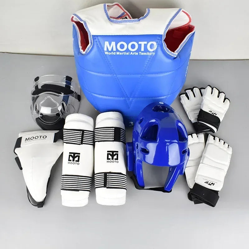8Pcs Full Set Taekwondo Protective Gear Actual Combat Equipe Thick Competition Martial Arts Combat Protector Set Gear Training