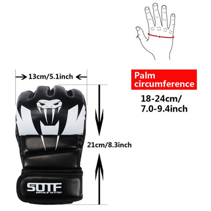 SOTF White MMA Venomous Snake Multicolor Boxing Gloves MMA Gloves Tiger Muay Thai Muay Thai Boxing Fight Glove Sanda Pads Box