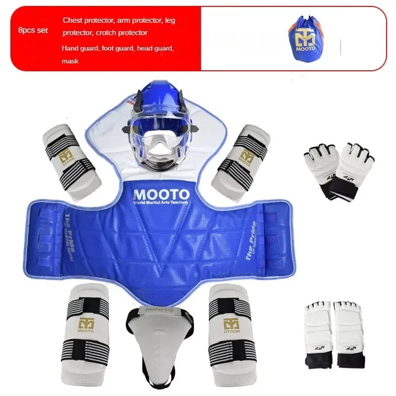 8Pcs Full Set Taekwondo Protective Gear Actual Combat Equipe Thick Competition Martial Arts Combat Protector Set Gear Training